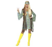 Smiffys 60s Hippie Chick Costume, with Dress, Multicolor, L