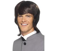 Smiffys '60s Male Mod Wig, Brown , 1960's Groovy Fancy Dress, 1960s Dress Up Wigs Halloween
