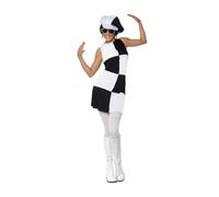 60's Black & White Large Party Girl Costume - dress costume fancy girl party ladies 60s 1960s black white outfit swinging womens 70s go