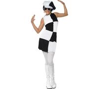 Swinging 60S 70S Hippy Party Girl Costume Ladies Womens Fancy Dress 12-14