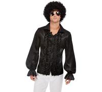Mens 60's Ruffled Shirt - Black (XL)
