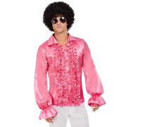 Smiffys 60's Ruffled Shirt, Hot Pink, 1960's Groovy Fancy Dress, 1960s Dress Up Costumes