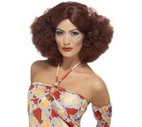 Smiffys 70s Afro Wig, Auburn with Middle Parting, 1970's Disco Fancy Dress, 1970s Dress Up Wigs