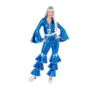 Ladies 70s Dancing Queen Costume Adults Jumpsuit Disco Diva Fancy Dress