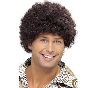 Smiffy's 70's Disco Dude Afro Wig - Brown - disco wig dude 70s fancy dress brown accessory costume afro groovy dancer mens boogie nights
