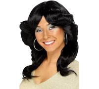 1970's Adult's Black Flick Wig - wig flick 70s fancy dress black ladies farrah accessory 1970s disco costume angels long