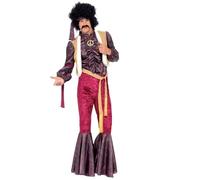 Smiffys 70s Psychedelic Rocker Costume, Purple Top with Attached Waistcoat, Flares & Headpiece, 1970's Disco Fancy Dress, 1970s Dress Up Costumes