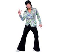 Smiffys 70s Retro Costume, Black, XL - Size 46 Inch-48 Inch