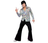 Smiffys 70s Retro Costume Psychedelic Pattern Shirt & Flares, Fancy Dress, Adult Dress Up Costumes