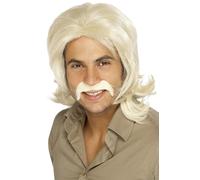 Smiffys Male 70s Retro Wig - Blonde - wig 70s fancy dress blonde mens 1970s disco smiffys retro set accessory guy tash costume adult