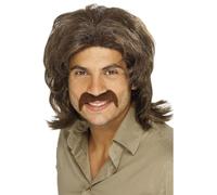 Smiffys 70s Retro Wig, Brown Fringed, 1970's Disco Fancy Dress, 1970s Dress Up Wigs Halloween
