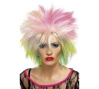 Smiffys 80s Attitude Wig, Multi-Coloured Short & Spiky, 1980's Fancy Dress, 1980s Dress Up Wigs
