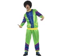 Smiffys 80s Height of Fashion Shell Suit Costume, Male, Gr with Jacket & Trousers, 1980's Fancy Dress, 1980s Dress Up Costumes