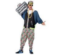 Smiffys 80s Hip Hop Costume, Patterned Jacket, Trousers & Hat, Fancy Dress, 1980s Dress Up Costumes