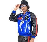 Smiffys 80s Jam Master Jacket with Retro Badge Prints, 1980's Fancy Dress, 1980s Dress Up Costumes, Large