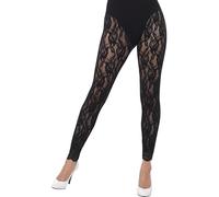 Smiffys 80s Lace Leggings, Black , 1980's Fancy Dress, 1980s Dress Up Accessories Halloween