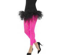 Smiffy's 45130 80s Lace Leggings - lace leggings neon ladies 1980s adults disco fancy dress accessory pink diva womens costume