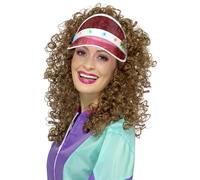 Smiffys 80s Light Up Visor, Pink, Pink with Multi-Function LED Lights, 1980's Fancy Dress, 1980s Dress Up Hats