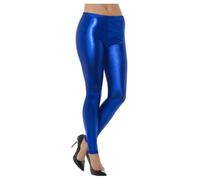 Smiffys 80s Metallic Disco Leggings, Blue , 1980's Fancy Dress, 1980s Dress Up Costumes