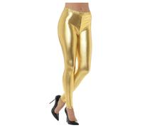 Smiffys 80s Metallic Disco Leggings, Gold , 1980's Fancy Dress, 1980s Dress Up Costumes