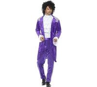 Smiffy's 48004m Purple 80s Musician Costume - mens 80s fancy dress purple prince pop star new adult musician costume romantic adam boy george singer