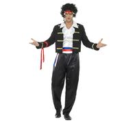 Smiffys 80s New Romantic Costume, Black with Jacket, Trousers, Mock Shirt & Headband, 1980's Fancy Dress, 1980s Dress Up Costumes