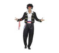 Smiffys 80s New Romantic Costume, Black with Jacket, Trousers, Mock Shirt & Headband, 1980's Fancy Dress, 1980s Dress Up Costumes