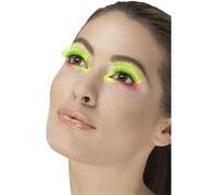 Smiffys 80s Party Eyelashes, Neon Green Contains Glue, Fever Eyelashes Fancy Dress, 1980s Dress Up Cosmetics & Disguises.