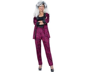 Smiffys 80s Pink Zebra Print Suit Costume, Unisex Retro Fancy Dress Outfit for Adults, Includes Jacket & Trousers, 80s Rock Star, Disco, Festival & Halloween Costume for Men & Women
