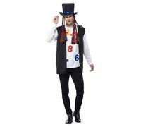 Smiffys 80s Pop Star Costume, Multi-Coloured with Top, Waistcoat, Hat & Braids, 1980's Fancy Dress, Adult Dress Up Costumes