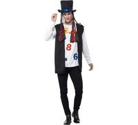 Smiffys 80s Pop Star Costume, Multi-Coloured with Top, Waistcoat, Hat & Braids, 1980's Fancy Dress, Adult Dress Up Costumes
