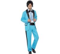 Smiffy's Adult Men's 80's Prom King Costume, Jacket, Trousers And Mock Tuxedo - prom king costume fancy dress 80s mens outfit wedding singer tuxedo