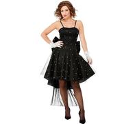 Smiffys 80s Rara Dress, Black Bow & Train Design Detail, 1980's Fancy Dress, 1980s Dress Up Costumes
