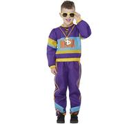 Smiffys 80s Relax Costume, Purple Top & Trousers, Boys Fancy Dress, 1980s Dress Up Costumes