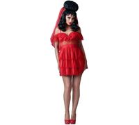 Smiffys 81002 Beetlejuice, Lydia Bride Costume, Women, Red, XS-UK Size 04-06