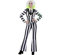 Smiffys 81009 Beetlejuice Costume, Women, Black White, L-UK Size 16-18