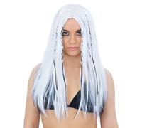 Smiffys 90s Christina Wig Fancy Dress Accessory for Adults Long White Wig with Black Braided Highlights Ideal for Pop Star Costume Parties Y2K Throwback Events and 90s Themed Nights Out