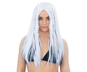 Smiffys 90s Christina Wig Fancy Dress Accessory for Adults Long White Wig with Black Braided Highlights Ideal for Pop Star Costume Parties Y2K Throwback Events and 90s Themed Nights Out