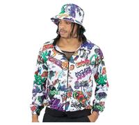 Smiffys 90s Hip Hop Graffiti Jacket for Men, Colourful 1990s Fancy Dress Outfit Street Style Graffiti Print, Retro Urban Party Wear, Old School Rapper Costume Festivals, Halloween Themed Events