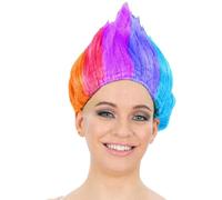 Smiffys 90s Troll Wig, Rainbow, 1990's Fancy Dress, 1990s Dress Up Wigs, World Book Day