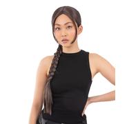 Smiffys 90s Video Game Vixen Plait Wig Long Brown Braided Ponytail Cosplay Fancy Dress Accessory for Action Heroine Costumes