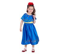 Smiffys 99766 Artist Frida Costume, Kids, Girls, Blue S - 4-6 Years