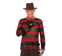 Smiffys A Nightmare On Elm Street Freddy Krueger Costume - Includes Printed Top, Glove & Hat, Officially Licensed Nightmare on Elm Street Adult Fancy Dress, Adult Halloween Outfit