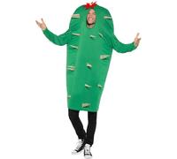 Smiffys Adult Cactus Costume Tabard with Spines and Floral Headpiece Green | Lightweight design for easy wear-ideal for themed parties, Halloween or any fun dress-up occasion