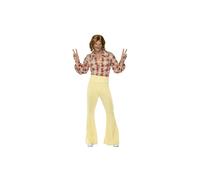 Smiffy's Adult Men's 1960's Groovy Guy Costume, Shirt And High Waisted Flared - groovy guy costume mens fancy dress 1960s hippie outfit adult 70s