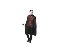 Smiffys Dark Opera Masquerade Costume, Black with Cape, Mock Shirt, Mask, Gloves & Faux Rose, Halloween Carnival of The Damn Fancy Dress, Vampire Dress Up Costumes