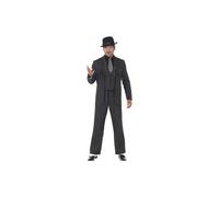 Smiffy's Adult Men's Vintage Gangster Boss Costume, Jacket, Tie, Waistcoat Mock -