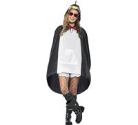 Smiffys Adult Unisex Penguin Party Poncho, Drawstring Bag, Party Ponchos, Seriou