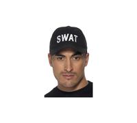 Smiffy's Adult Unisex Swat Baseball Cap, Black, One Size, 35463 - swat baseball cap fancy dress hat adult unisex costume police black