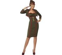 Smiffy's Adult Women's Army Girl Costume, Dress, Jacket and Hat, Troops, Serious Fun, Size L, 35331